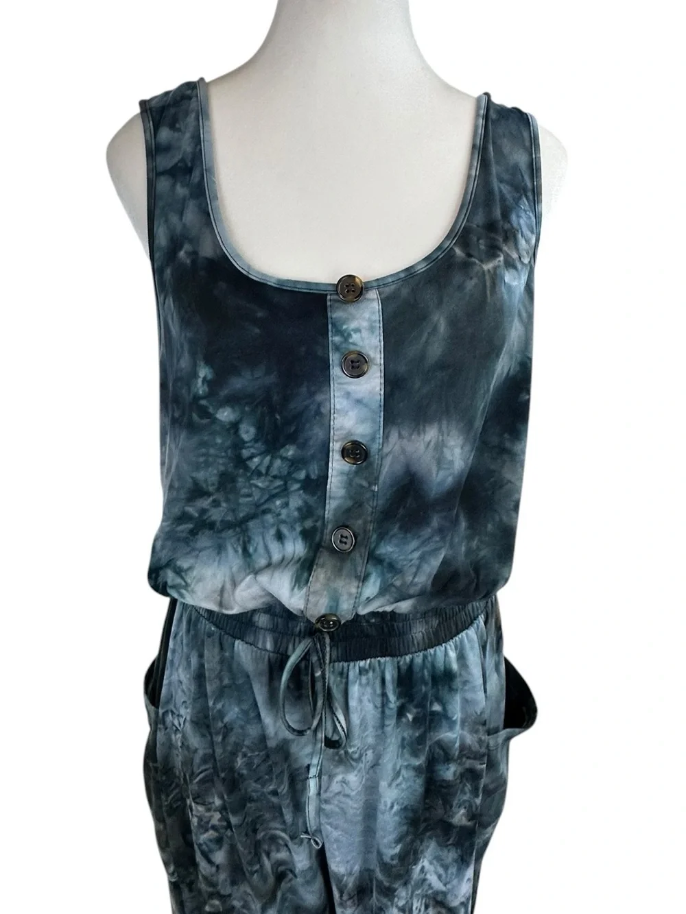 J for Justify Sleeveless Tie-Dye Jumpsuit in Charcoal and Slate Size Large